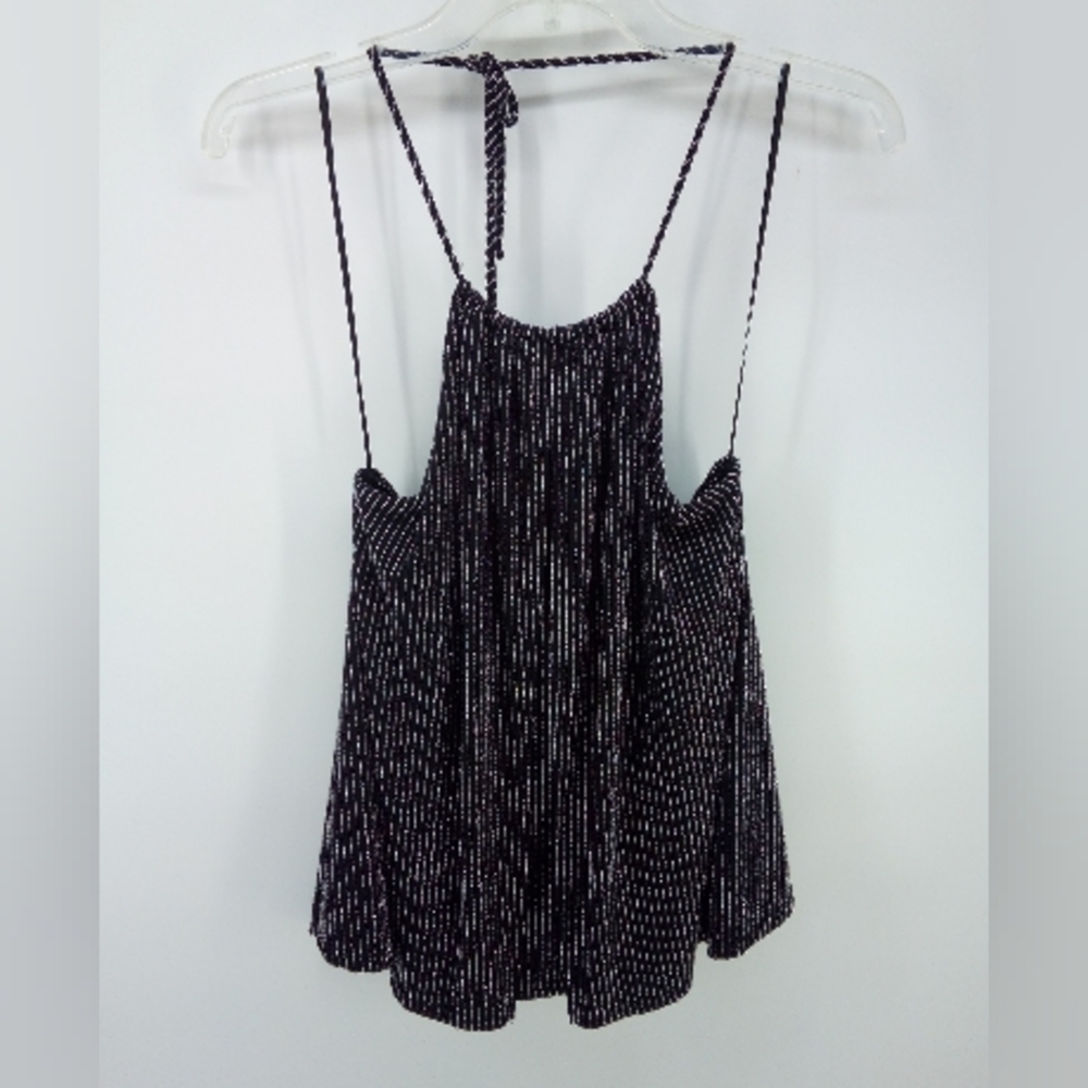 Nasty Gal Metallic Black Silver Halter Top New Years Party Holiday S